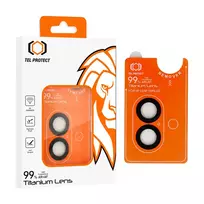 TEL PROTECT Tempered glass, titanium lens, 99% AR camera lens for iPhone 16/16 Plus, black (lens, 2 pcs)