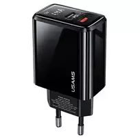 USAMS CC133TC01 travel charger | 20W | PD3.0, QC3.0 | USB-C, USB-A | black