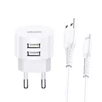 USAMS Travel charger | 10.5W | USB-A, Lightning | with Lightning cable included | white