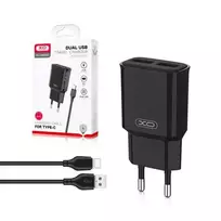 XO L92C travel charger | 12W | USB-C | with USB-C to USB-C cable included | black