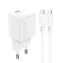 Acefast A77 travel charger | 30W | PD, GaN | USB-C | with USB-C cable included | white