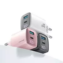 USAMS CC229 travel charger | 30W | GaN | USB-C, USB-A | white