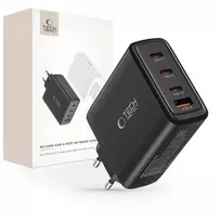 Tech-Protect NC100W-GAN travel charger | 100W | GaN, PD, QC 3.0 | USB-C, USB-A | black