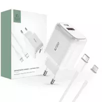 Tech-Protect C20W travel charger | 20W | PD, QC3.0 | USB-C, USB-A, Lightning | Includes Lightning cable | white