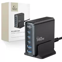 Tech-Protect DC140W travel charger | 140W | GaN, PD 140W, QC 3.0 | USB-A | black