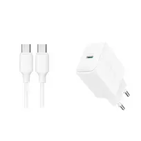 Joyroom JR-TCF20 travel charger | 20W | PD, QC | USB-C | with USB-C to USB-C cable included | white