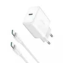 Joyroom JR-TCF24 travel charger | 30W | PD, QC, PPS | USB-C | with included USB-C to USB-C cable | white