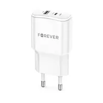 Forever  TC-01-20AC travel charger | 20W | PD, QC | USB-C, USB-A | white