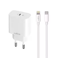 maXlife MXTC-06-20C travel charger | 20W | PD, QC | USB-C | with USB-C to Lightning cable included | white