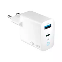 Forever  TC-06 travel charger | 45W | PD, QC, GaN | USB-C, USB-A | white