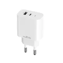 maXlife MXTC-06-25AC travel charger | 25W | PD, QC | USB-C, USB-A | white