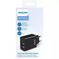 PHILIPS DLP2610 – phone charger, 2 x USB | black