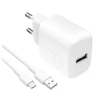 PURO PROLITE travel charger | 10W | USB-A | with USB-A to USB-C cable included | white