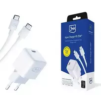 3MK Hyper Charger travel charger | 25W | PD | USB-C | white | with USB-C to USB-C cable included