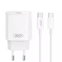 XO CE25 travel charger | 25W | PD | USB-C | with USB-C to Lightning cable included | white