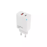 maXlife MXTC-09-45AC travel charger | 45W | PD, QC, GaN | USB-C, USB-A | white