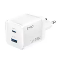 BWOO CDA224 travel charger | 70W | PD, QC, GaN | USB-A, USB-C | white