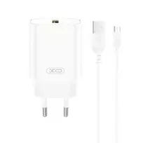 XO CE33 travel charger | 18W | QC | USB-A | with USB-A to USB-C cable included | white