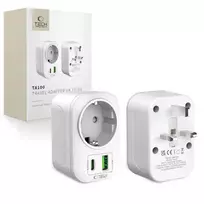Tech-Protect TA100 UK to EU Travel Adapter, White