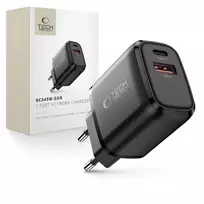 Tech-Protect NCA45W-GAN travel charger | 45W | PD, QC, GaN | USB-C, USB-A | black