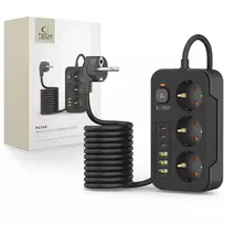 Tech-Protect PC3X6 POWER STRIP 3 USB  AND  3 TYPE-C  AND  3 SOCKET 200CM BLACK