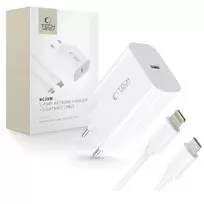 Tech-Protect NC20W travel charger | 20W | PD | USB-C | with USB-C to Lightning cable included | white