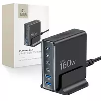 Tech-Protect DC160W-GaN travel charger | 160W | PD, QC, GaN | USB-C, USB-A | black
