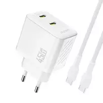 Dudao A28PCEU travel charger | 45W | PD, GaN | USB-C | with USB-C to USB-C cable included | white