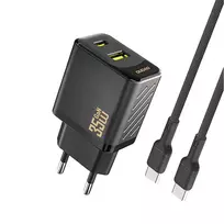 Dudao A27MaxCEU travel charger | 35W | PD, QC | USB-A, USB-C | with USB-C to USB-C cable included | black