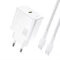 Dudao A27PCEU travel charger | 30W | PD, GaN | USB-C | with USB-C to USB-C cable included | white