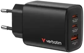 Verbatim Essentials travel charger | 65W | GaN | USB-C, USB-A | black