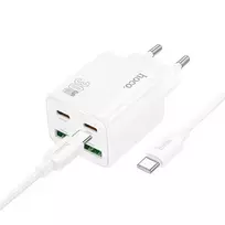 Hoco N56 travel charger | 30W | PD, QC, PPS | USB-C, USB-A | with USB-C to USB-C cable included | white