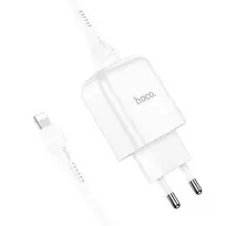 Hoco N2 travel charger | 10W | USB-A, Lightning | with USB-A to Lightning cable included | white