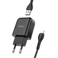Hoco N2 travel charger | 10W | USB-A, Lightning | with USB-A to Lightning cable included | black