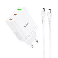 Hoco N33 travel charger | 35W | PD, QC, PPS | USB-C, USB-A | with USB-C to USB-C cable included | white