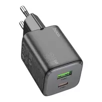 Hoco N41 travel charger | 20W | PD, QC, GaN, PPS | USB-C, USB-A | black
