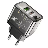 Hoco N34 travel charger | 20W | PD, QC, PPS | USB-C, USB-A | transparent