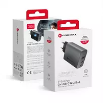 Forcell F-Energy VT-42B travel charger | 65W | PD, QC, GaN | USB-C, USB-A | gray
