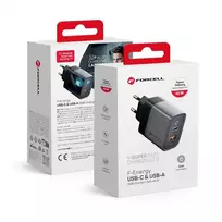 Forcell F-Energy VT-39 travel charger | 45W | PD, QC, GaN | USB-C, USB-A | gray