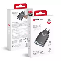Forcell F-Energy Ultra Slim travel charger | 45W | PD, QC, GaN | USB-C, USB-A | black