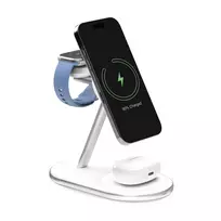 PURO Mag Station Qi2 3-in-1 Wireless Charger, Compatible with MagSafe – White