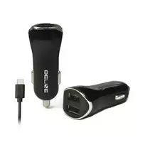 Beline car charger | 10.5W | USB-C, USB-A | with USB-C cable included | black