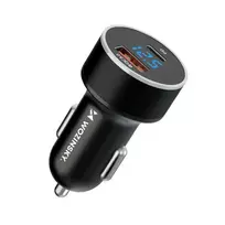 Wozinsky WDCCAC car charger | 36W | PD, QC | USB-C, USB-A | with digital display | black