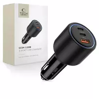 Tech-Protect CC04 car charger | 130W | PD | 3-port | black