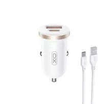 XO CC56 car charger | 30W | PD, QC | USB-A, USB-C | with USB-A to USB-C cable included | white