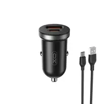 XO CC56 car charger | 30W | PD, QC | USB-A, USB-C | with USB-A to USB-C cable included | black