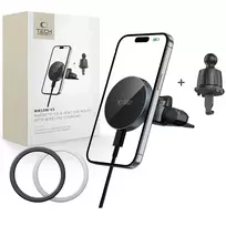 Tech-Protect MM15W-V5 Magnetic MagSafe CD  AND  Vent Car Mount Wireless Charger 15W Black/Black