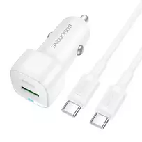Borofone BZ34B Cloud car charger | 38W | PD, QC | USB-A, USB-C | includes USB-C to USB-C cable | white