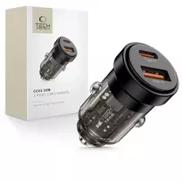Tech-Protect CC03 2-Port Car Charger | 30W | PD, QC | USB-A, USB-C | black