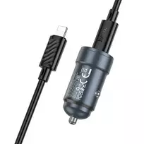 Hoco Z57 car charger | 30W | PD, QC | USB-C | with USB-C to USB-C cable included | gray
